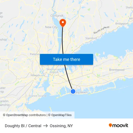 Doughty Bl / Central to Ossining, NY map