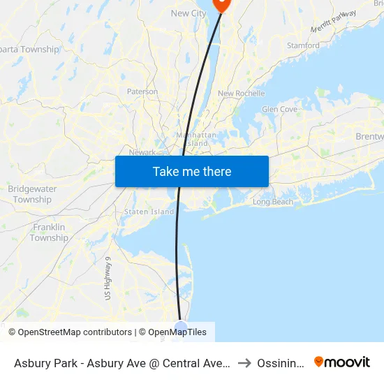 Asbury Park - Asbury Ave @ Central Ave (Northbound) to Ossining, NY map
