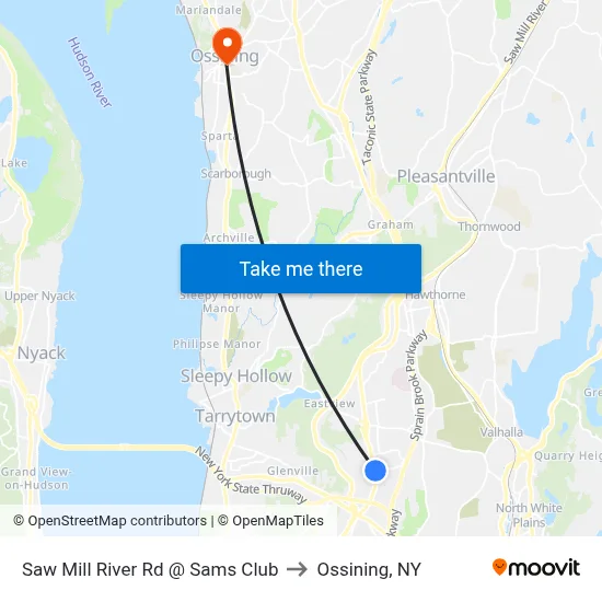 Saw Mill River Rd @ Sams Club to Ossining, NY map