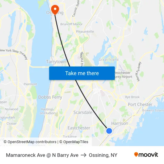 Mamaroneck Ave @ N Barry Ave to Ossining, NY map