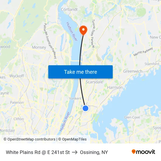 White Plains Rd @ E 241st St to Ossining, NY map