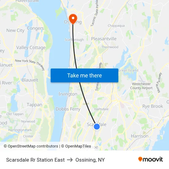 Scarsdale Rr Station East to Ossining, NY map