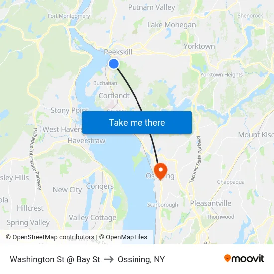Washington St @ Bay St to Ossining, NY map