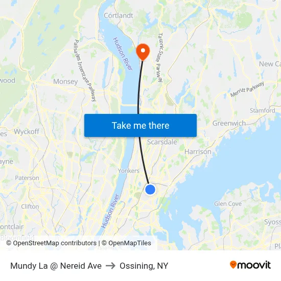 Mundy La @ Nereid Ave to Ossining, NY map