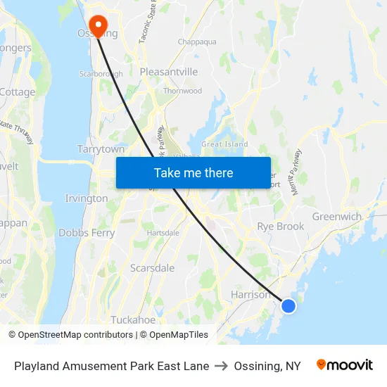 Playland Amusement Park East Lane to Ossining, NY map