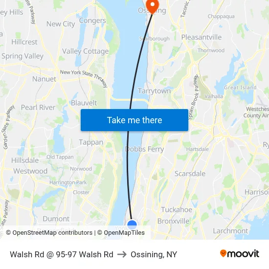 Walsh Rd @ 95-97 Walsh Rd to Ossining, NY map