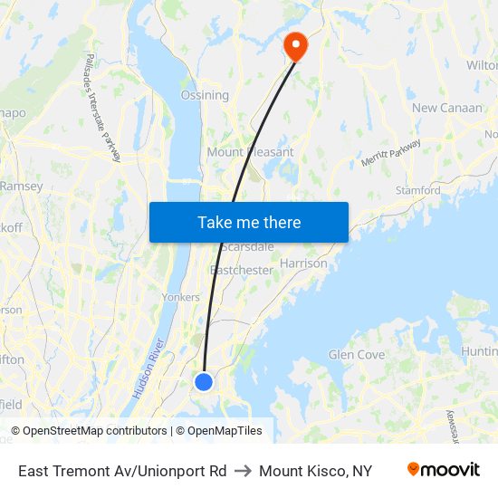 East Tremont Av/Unionport Rd to Mount Kisco, NY map