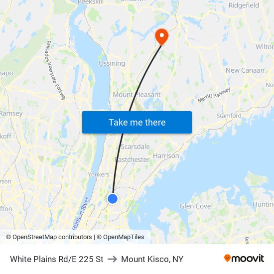 White Plains Rd/E 225 St to Mount Kisco, NY map