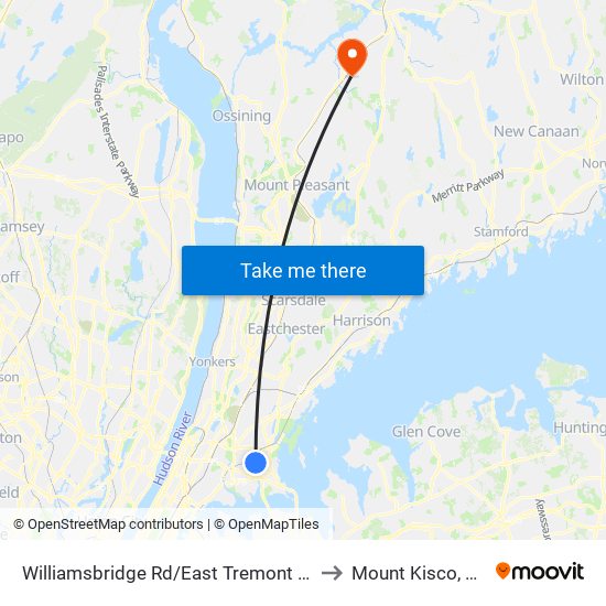 Williamsbridge Rd/East Tremont Av to Mount Kisco, NY map