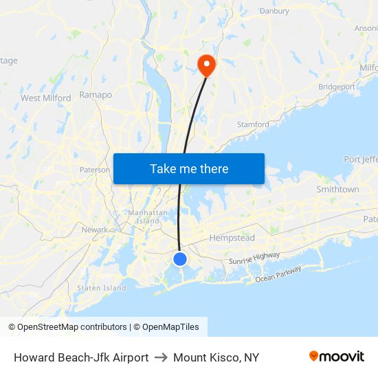 Howard Beach-Jfk Airport to Mount Kisco, NY map