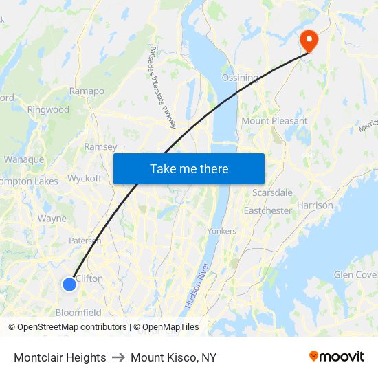 Montclair Heights to Mount Kisco, NY map