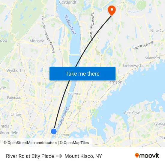 River Rd at City Place to Mount Kisco, NY map