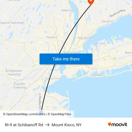 Rt-9 at Schibanoff Rd to Mount Kisco, NY map