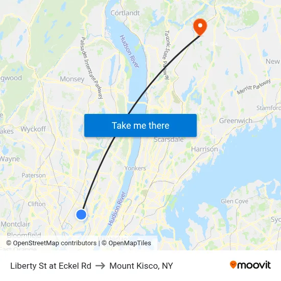 Liberty St at Eckel Rd to Mount Kisco, NY map