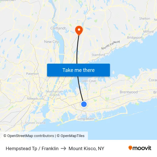Hempstead Tp / Franklin to Mount Kisco, NY map