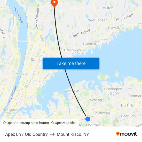 Apex Ln / Old Country to Mount Kisco, NY map