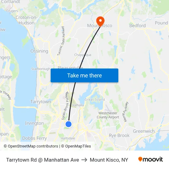 Tarrytown Rd @ Manhattan Ave to Mount Kisco, NY map