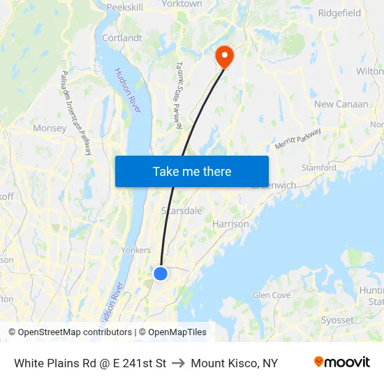 White Plains Rd @ E 241st St to Mount Kisco, NY map