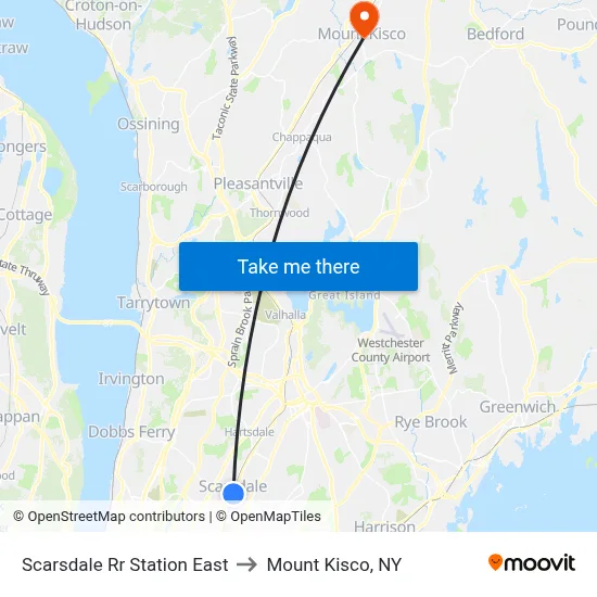 Scarsdale Rr Station East to Mount Kisco, NY map