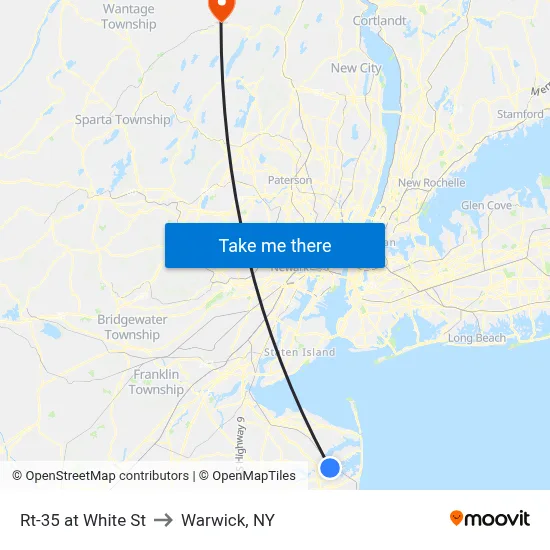 Rt-35 at White St to Warwick, NY map