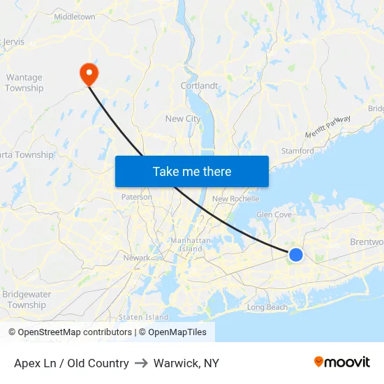 Apex Ln / Old Country to Warwick, NY map