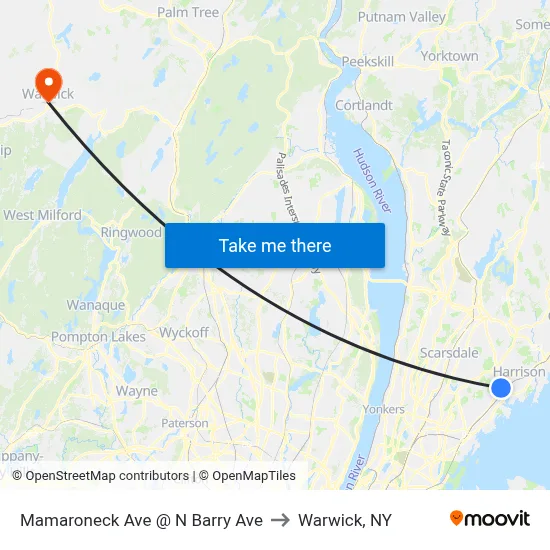 Mamaroneck Ave @ N Barry Ave to Warwick, NY map