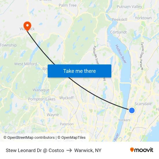 Stew Leonard Dr @ Costco to Warwick, NY map