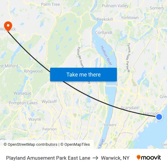 Playland Amusement Park East Lane to Warwick, NY map