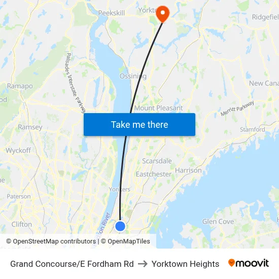 Grand Concourse/E Fordham Rd to Yorktown Heights map