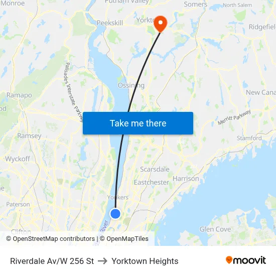 Riverdale Av/W 256 St to Yorktown Heights map