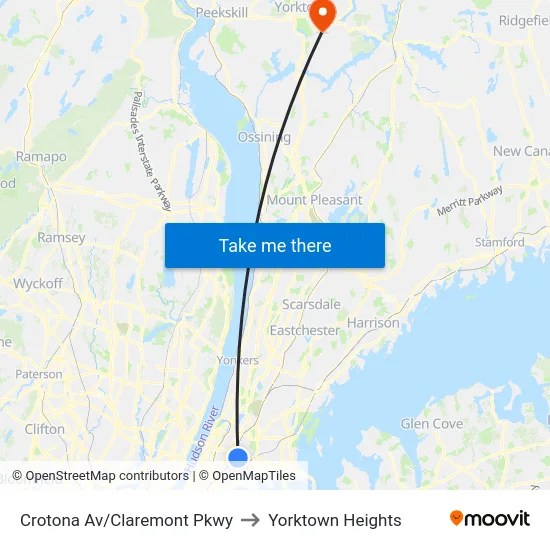 Crotona Av/Claremont Pkwy to Yorktown Heights map