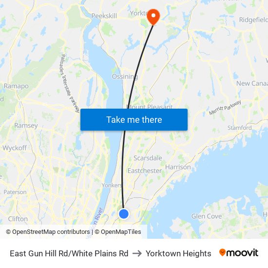 East Gun Hill Rd/White Plains Rd to Yorktown Heights map