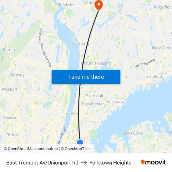 East Tremont Av/Unionport Rd to Yorktown Heights map