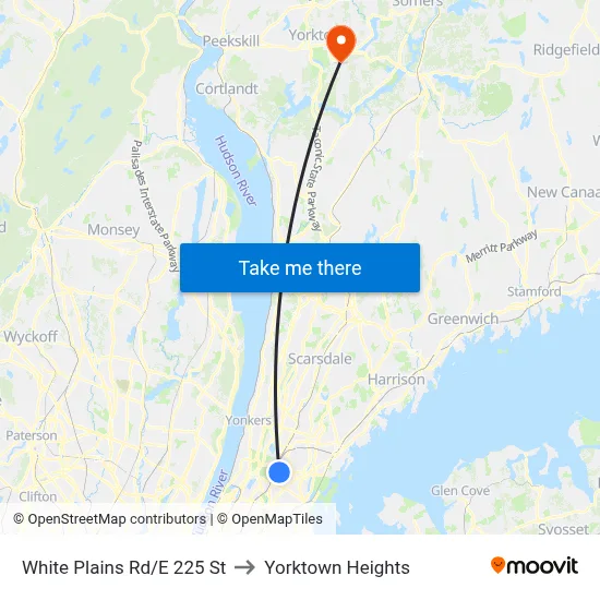 White Plains Rd/E 225 St to Yorktown Heights map
