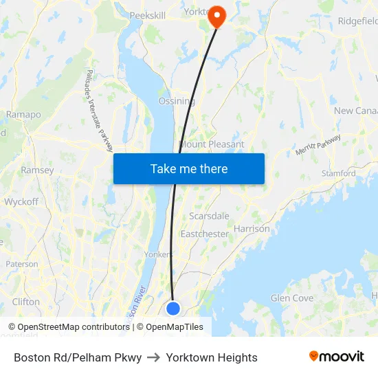 Boston Rd/Pelham Pkwy to Yorktown Heights map