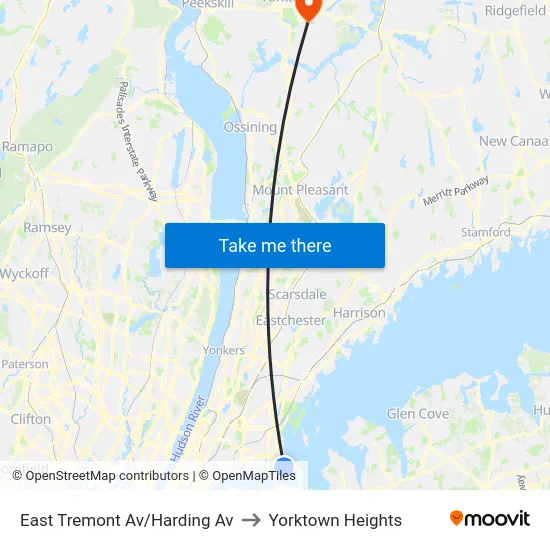 East Tremont Av/Harding Av to Yorktown Heights map