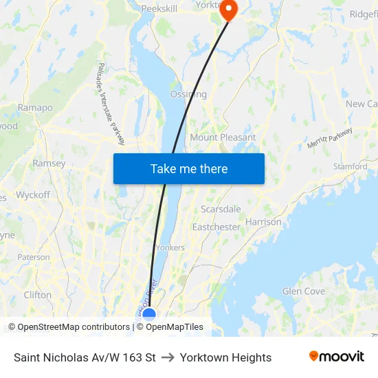 Saint Nicholas Av/W 163 St to Yorktown Heights map
