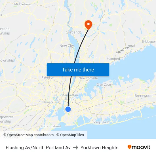 Flushing Av/North Portland Av to Yorktown Heights map