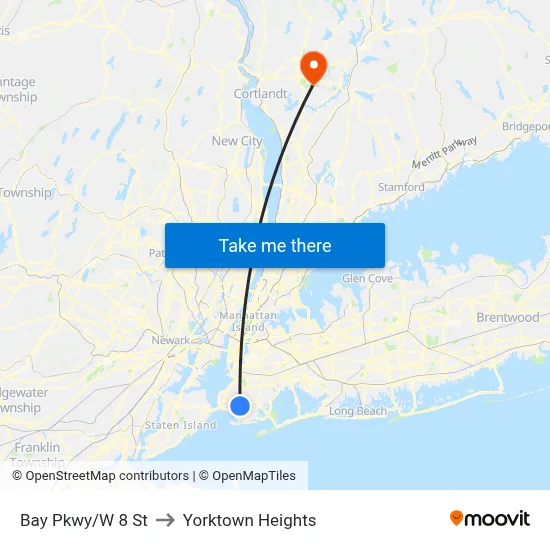 Bay Pkwy/W 8 St to Yorktown Heights map