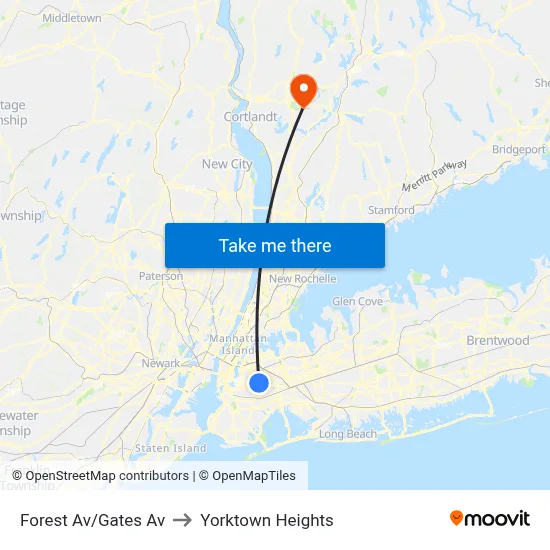 Forest Av/Gates Av to Yorktown Heights map