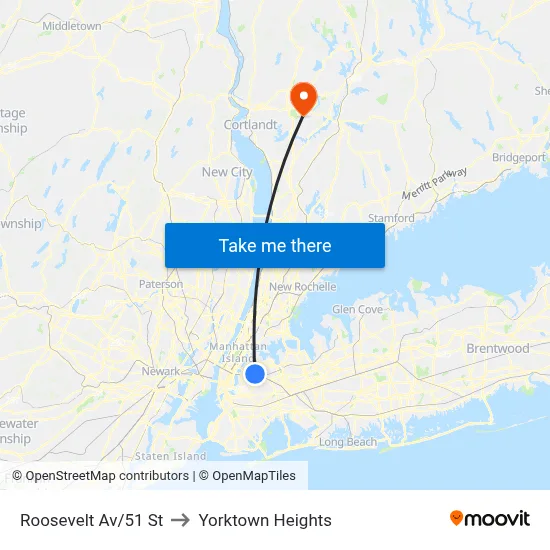 Roosevelt Av/51 St to Yorktown Heights map