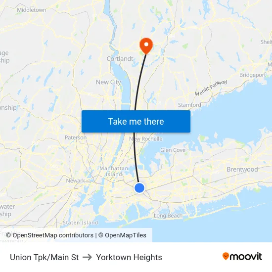 Union Tpk/Main St to Yorktown Heights map