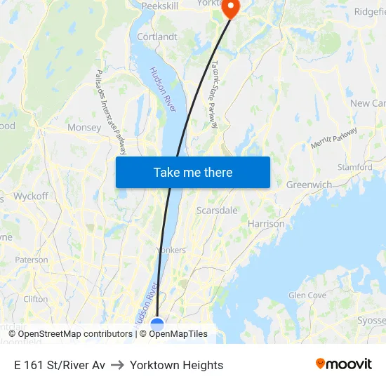 E 161 St/River Av to Yorktown Heights map