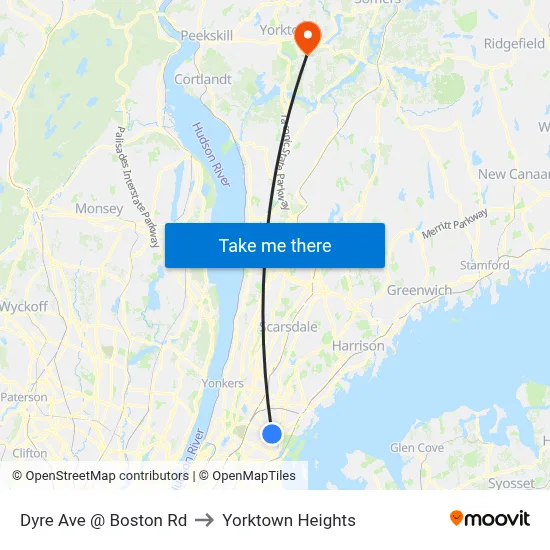 Dyre Ave @ Boston Rd to Yorktown Heights map