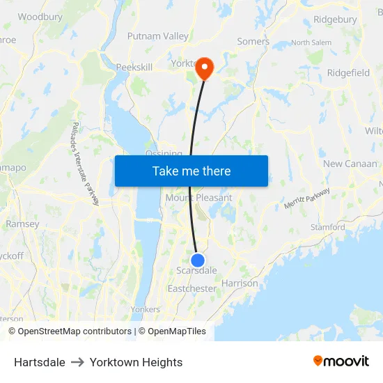 Hartsdale to Yorktown Heights map