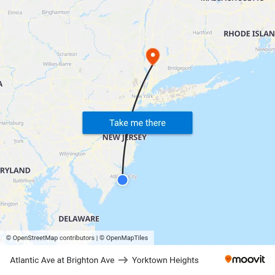 Atlantic Ave at Brighton Ave to Yorktown Heights map