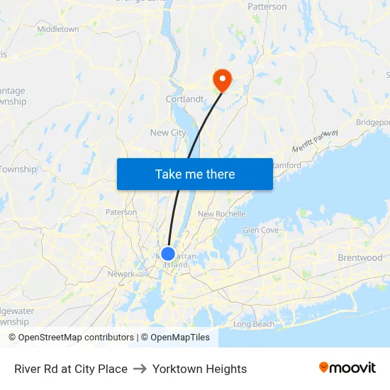 River Rd at City Place to Yorktown Heights map