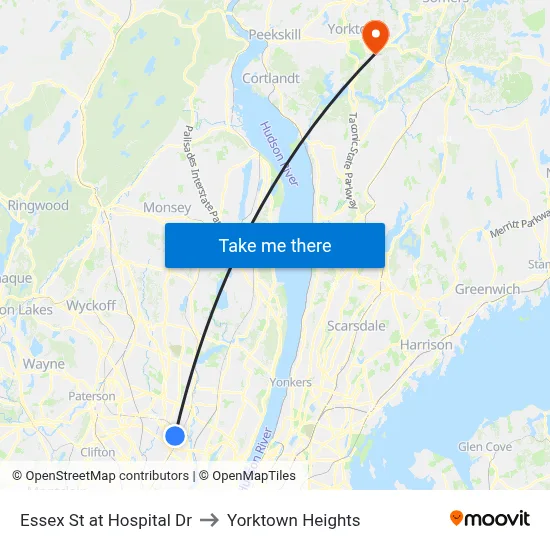 Essex St at Hospital Dr to Yorktown Heights map