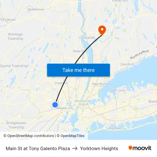 Main St at Tony Galento Plaza to Yorktown Heights map