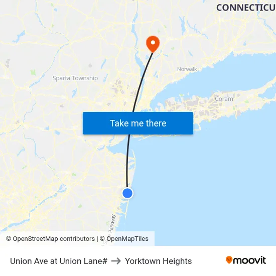 Union Ave at Union Lane# to Yorktown Heights map